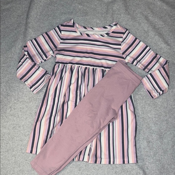 Wonder Nation & Garanimals girl 3T Striped Pink and Purple Dress with Leggings - Picture 1 of 3
